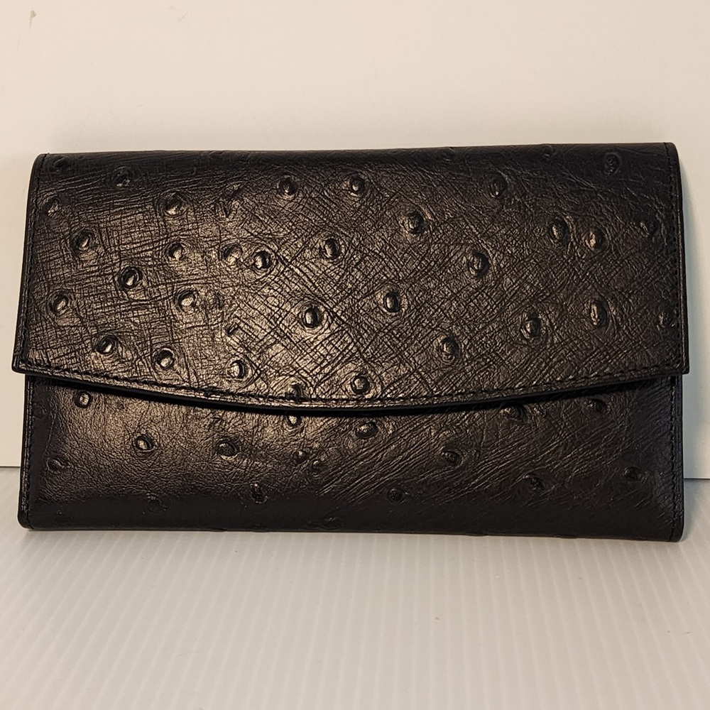 ABAS Rare Vintage Handcrafted of Genuine Ostrich Lthr Large Thrifold Wallet NWOT